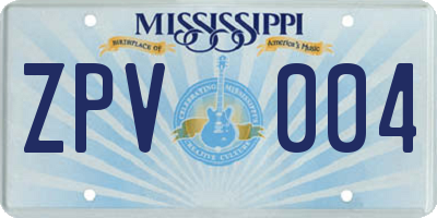 MS license plate ZPV004