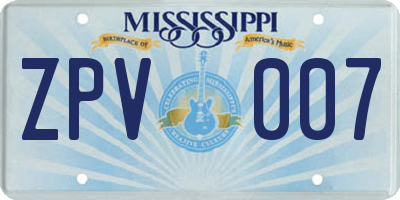 MS license plate ZPV007