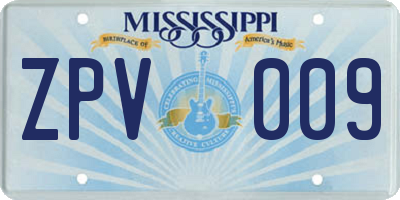 MS license plate ZPV009
