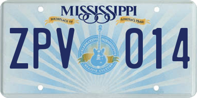 MS license plate ZPV014