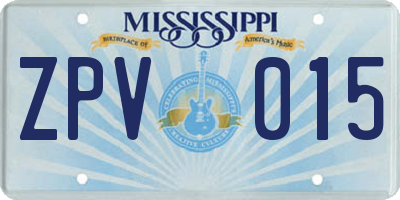 MS license plate ZPV015