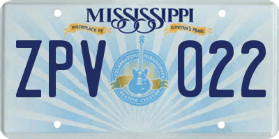 MS license plate ZPV022