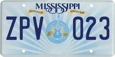 MS license plate ZPV023