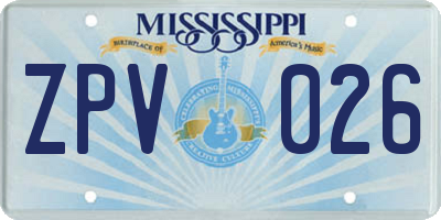 MS license plate ZPV026
