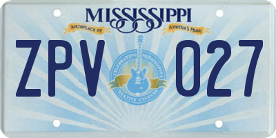 MS license plate ZPV027