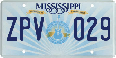 MS license plate ZPV029