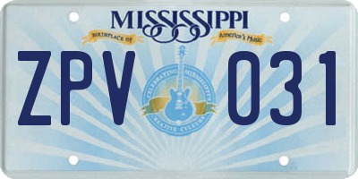 MS license plate ZPV031