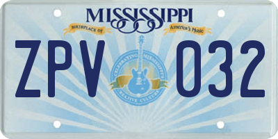 MS license plate ZPV032