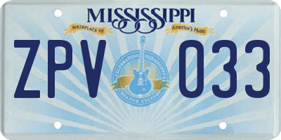 MS license plate ZPV033