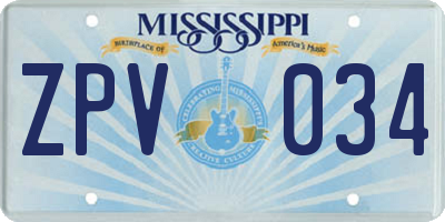 MS license plate ZPV034