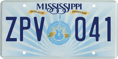 MS license plate ZPV041