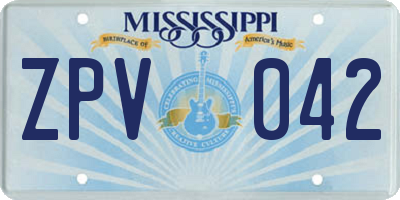 MS license plate ZPV042