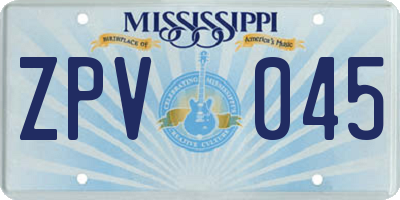 MS license plate ZPV045