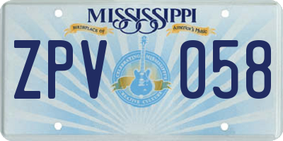 MS license plate ZPV058