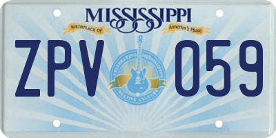 MS license plate ZPV059