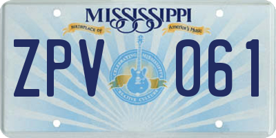 MS license plate ZPV061