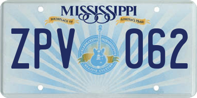MS license plate ZPV062