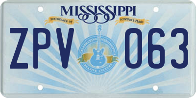 MS license plate ZPV063