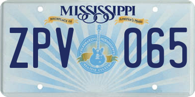 MS license plate ZPV065