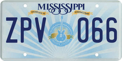 MS license plate ZPV066