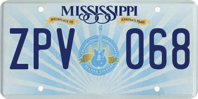 MS license plate ZPV068