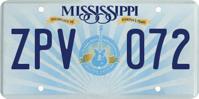 MS license plate ZPV072