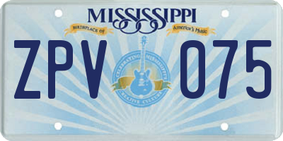 MS license plate ZPV075