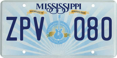 MS license plate ZPV080