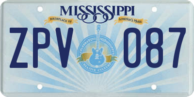 MS license plate ZPV087