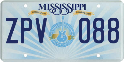 MS license plate ZPV088
