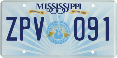 MS license plate ZPV091