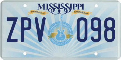MS license plate ZPV098