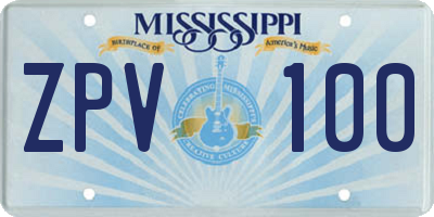 MS license plate ZPV100