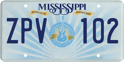 MS license plate ZPV102