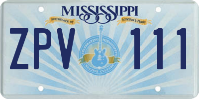 MS license plate ZPV111