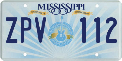 MS license plate ZPV112