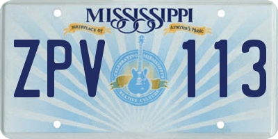 MS license plate ZPV113