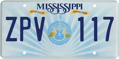 MS license plate ZPV117