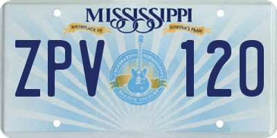 MS license plate ZPV120