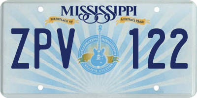 MS license plate ZPV122