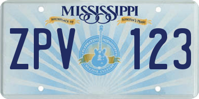 MS license plate ZPV123