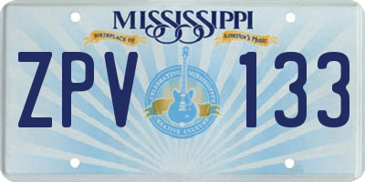 MS license plate ZPV133