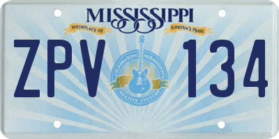 MS license plate ZPV134