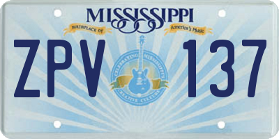 MS license plate ZPV137