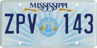 MS license plate ZPV143