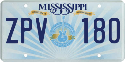 MS license plate ZPV180