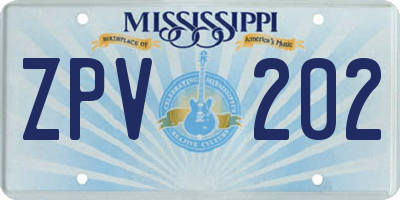MS license plate ZPV202