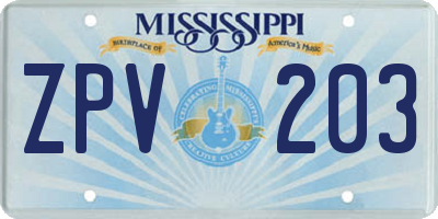MS license plate ZPV203