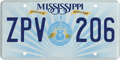 MS license plate ZPV206
