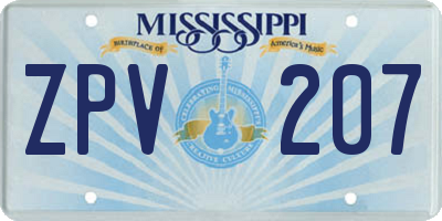 MS license plate ZPV207